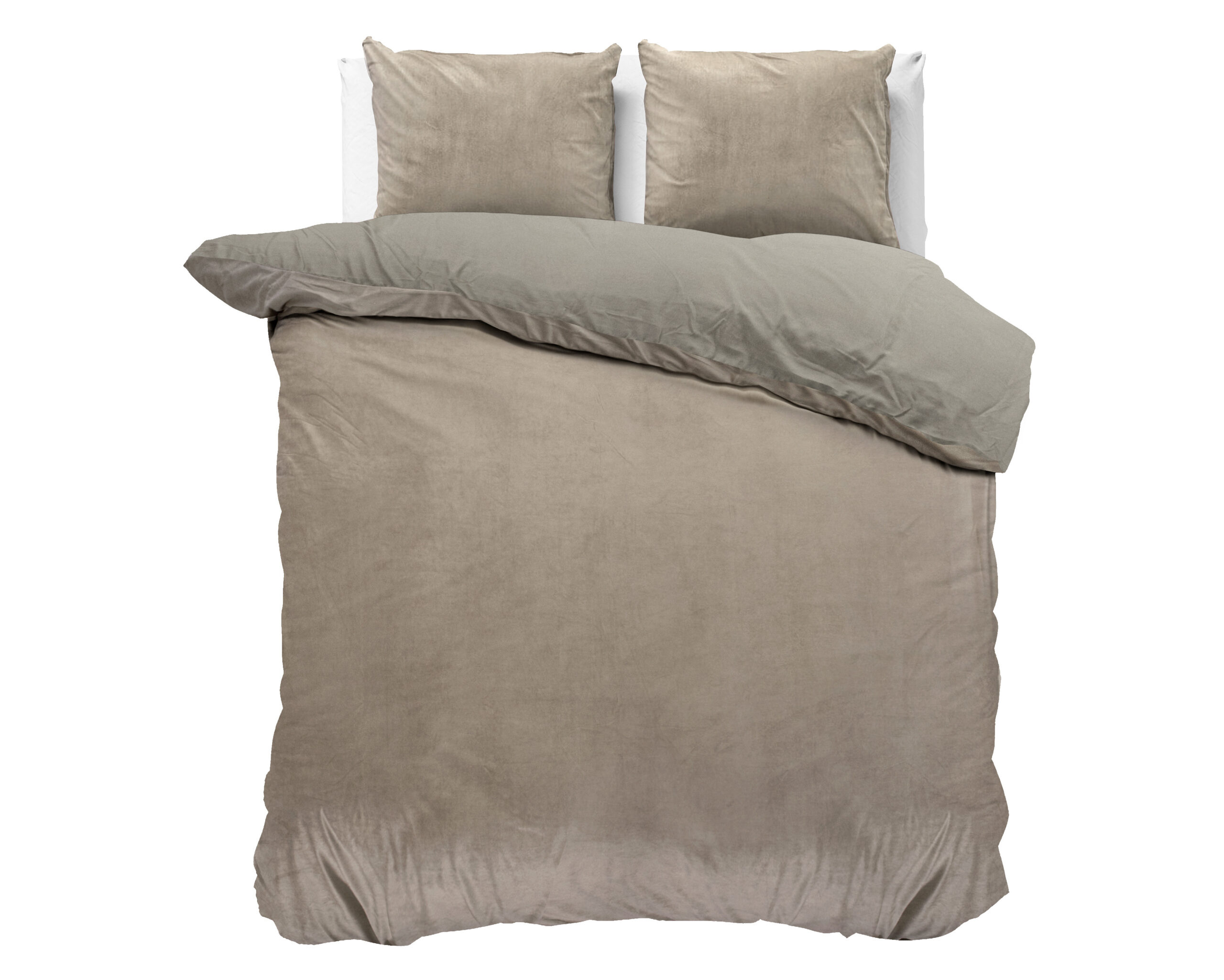 Velvet uni Taupe/Grijs 200 x 200/220