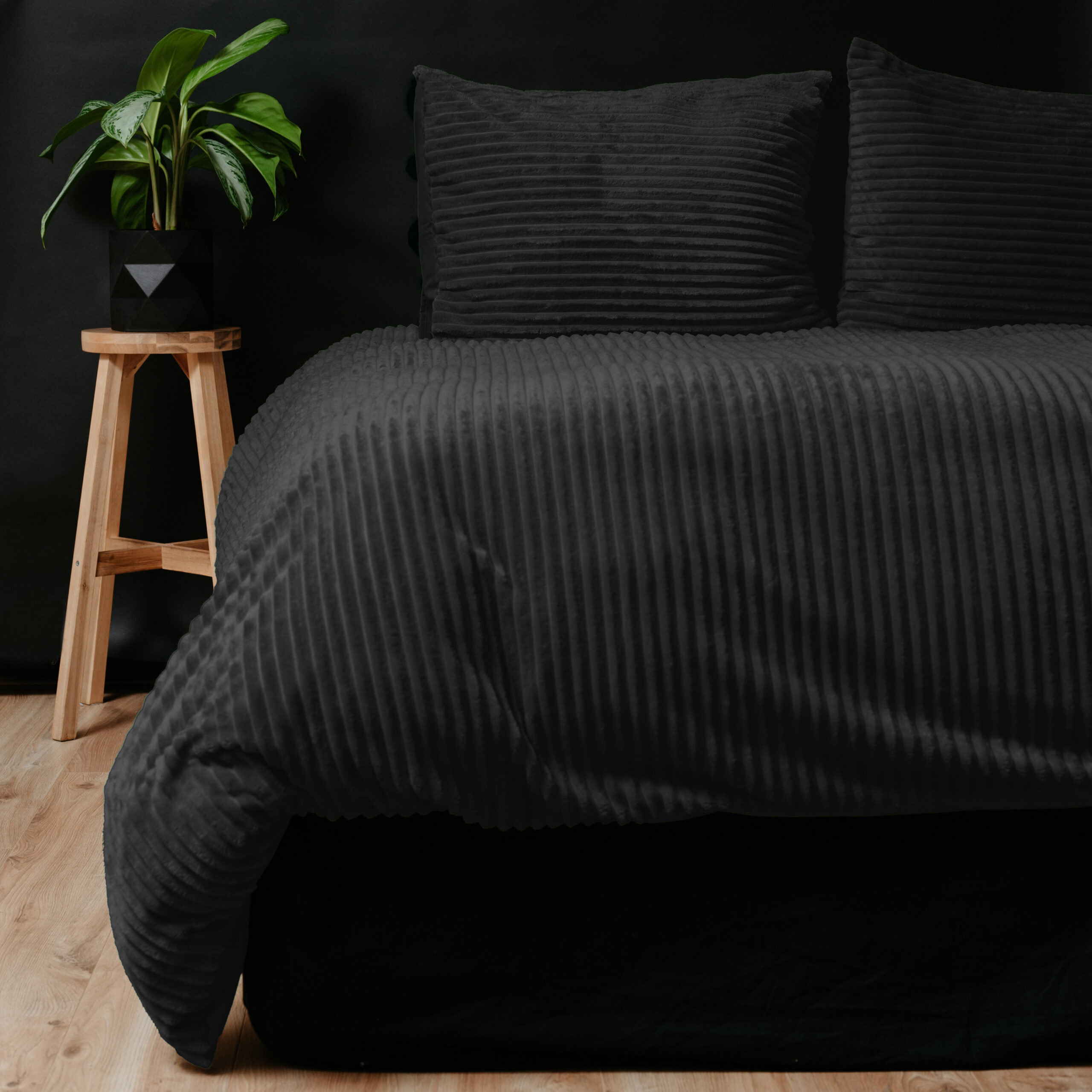 Rib Teddy Zwart 200x200/220
