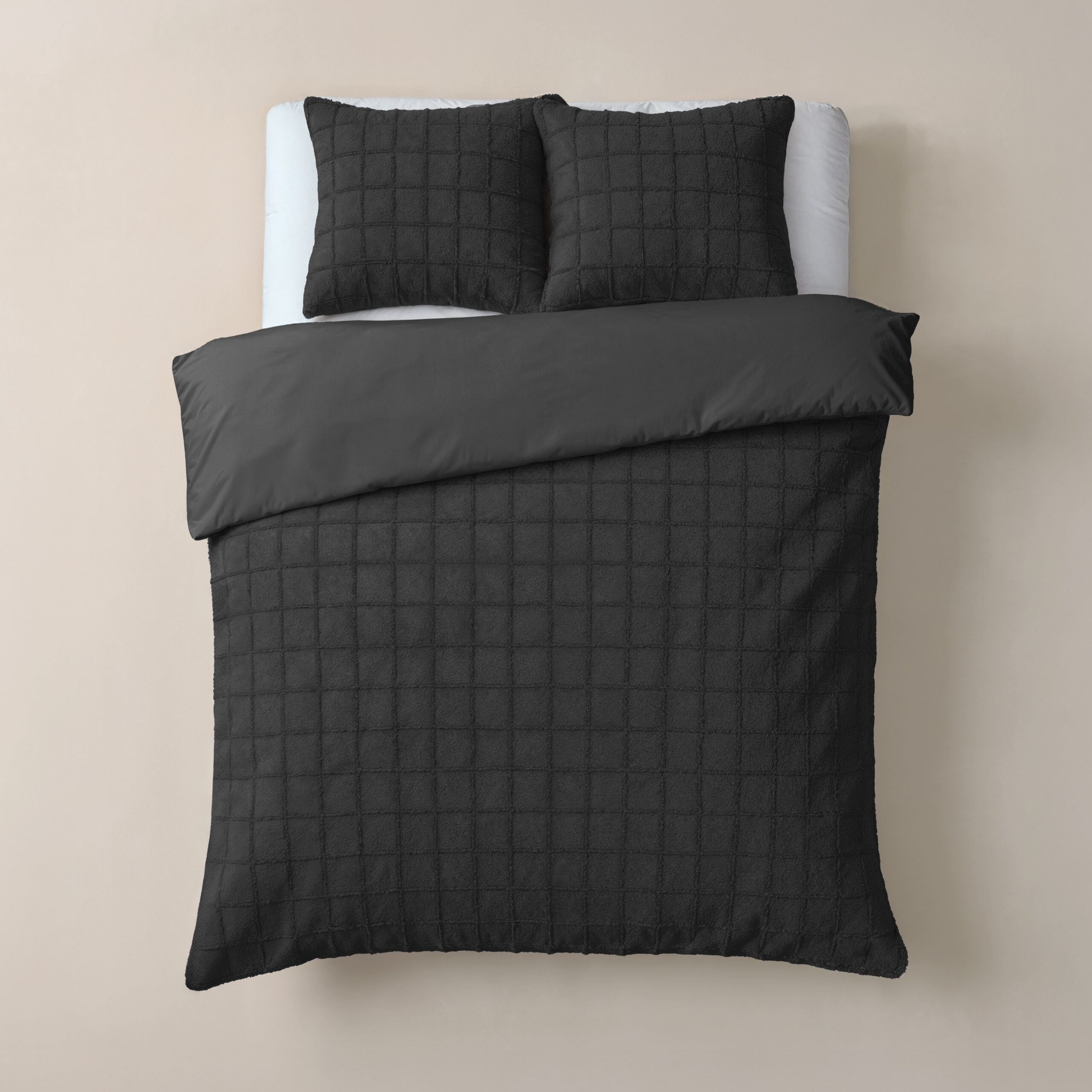 Faux Fur Check Zwart 240x200/220