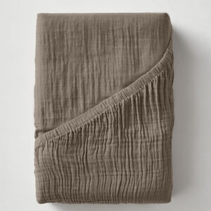 Hoeslaken Mousseline Taupe 90 x 200 + 30