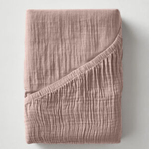 Hoeslaken Mousseline Blush Roze 180 x 200 + 30