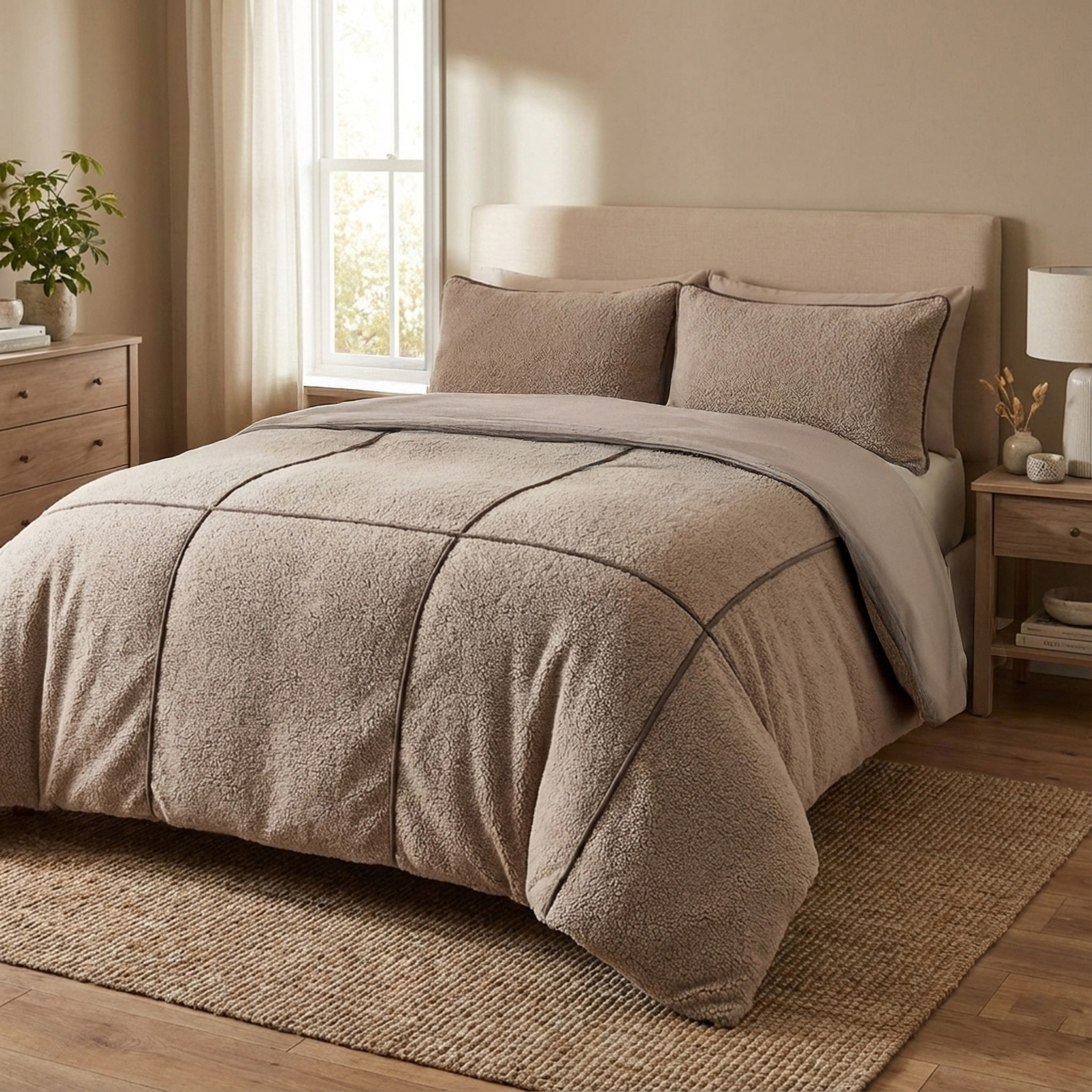 Teddy Trim Taupe 200 x 200/220