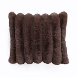 Rib Rabbit Fur Sierkussen Taupe 50 x 50