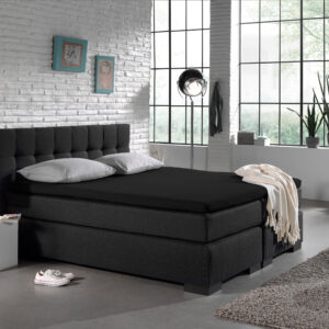 Jersey Topper Hoeslaken Zwart 190/200 x 200/220 afbeelding 2